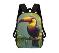 sinyumoney 3D Printed Toucan in Amazon Rainforest School Backpack With Big Pockets for Kids Children's Backpacks Boy Girl Book Bags Kids School Bag 17inch