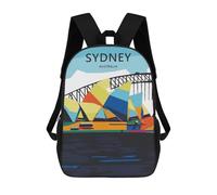 sinyumoney 3D Printed Travel City Sydney Children Backpacks Kids Cute School Backpack Outdoor Casual Daypack for Boys Middle School Students 17inch