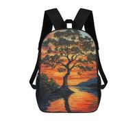 sinyumoney 3D Printed Tree by Sunset in Autumn Children Backpacks Kids Cute School Backpack Outdoor Casual Daypack for Boys Middle School Students 17inch