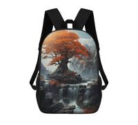 sinyumoney 3D Printed Tree Waterfall School Book Bags Fashion Kids Large Capacity Backpack Children School Bag Travel Rucksacks 17inch