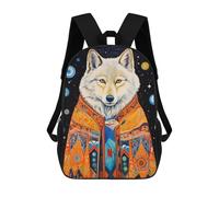 sinyumoney 3D Printed Tribal Animal 9 White Wolf School Bag Boys Girls Children's School Backpack Casual Fashion Backpack for in School Or Travel 17inch