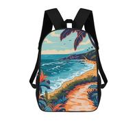 sinyumoney 3D Printed Tropical Beach Path Children Backpacks Kids Cute School Backpack Outdoor Casual Daypack for Boys Middle School Students 17inch