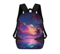 sinyumoney 3D Printed Tropical Night Pool Scene Children's 17inch School Backpack for Kids High Capacity Travel Rucksacks Fashion Book Bags Kids School Bag
