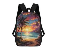 sinyumoney 3D Printed Tropical Sunset Beach Scene School Backpack Book 17inch Bags Fashion Backpacks Large Capacity Backpack Children Travel Rucksacks