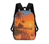 sinyumoney 3D Printed Tropical Sunset Dock Scene School Bag Boys Girls Children's 17inch Backpack School Backpack Casual Fashion Backpack for in School Or Travel