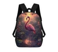 sinyumoney 3D Printed Tropical Sunset Flamingo Children's 17inch School Backpack for Kids High Capacity Travel Rucksacks Fashion Book Bags Kids School Bag
