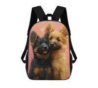 sinyumoney 3D Printed Two German Shepherd Puppies Children School Backpack Fashion Rucksack Casual Travel 17inch Backpacks Large Capacity Daypack for Boys Girls