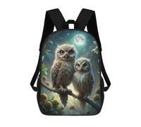 sinyumoney 3D Printed Two Owls Perched Under Moonlight School Bags Kids Backpacks Casual Fashion Backpacks Book Bags for Boys Elementary And Middle School Students 17inch