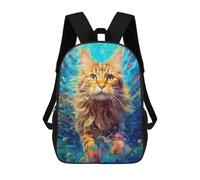 sinyumoney 3D Printed Underwater Cat 3 Children Backpacks Kids Cute School Backpack Outdoor Casual Daypack for Boys Middle School Students 17inch