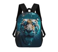 sinyumoney 3D Printed Underwater Tiger Majesty Children's School Backpack for Kids High Capacity Travel Rucksacks Fashion Book Bags Kids School Bag Back Pack 17inch