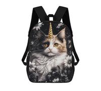 sinyumoney 3D Printed Unicorn Cat Fantasy Art Children's School Backpack for Kids High Capacity Travel Rucksacks Fashion Book Bags Kids School Bag Back Pack 17inch