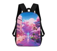 sinyumoney 3D Printed Utopian Neon Cityscape -1 Children's School Backpack for Kids High Capacity Travel Rucksacks Fashion Book Bags Kids School Bag Back Pack 17inch