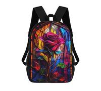 sinyumoney 3D Printed Valentines Stained Glass School Bag Boys Girls Children's School Backpack Casual Fashion Backpack for in School Or Travel 17inch