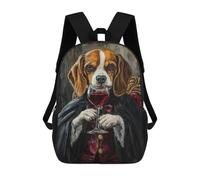 sinyumoney 3D Printed Vampire Beagle with Wine Glass Children's 17inch School Backpack for Kids High Capacity Travel Rucksacks Fashion Book Bags Kids School Bag