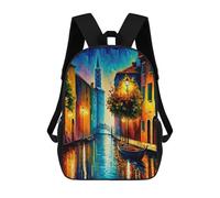 sinyumoney 3D Printed Venice in Colors Children's School Backpack for Kids High Capacity Travel Rucksacks Fashion Book Bags Kids School Bag Back Pack 17inch