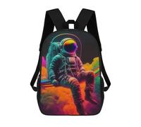 sinyumoney 3D Printed Vibrant Astronaut Dreamscape School Backpack With Big Pockets for Kids Children's Backpacks Boy Girl Book Bags Kids School Bag 17inch