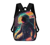 sinyumoney 3D Printed Vibrant Astronaut in Space -7 School Backpack With Big Pockets for Kids Children's Backpacks Boy Girl Book Bags Kids School Bag 17inch