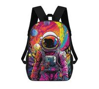 sinyumoney 3D Printed Vibrant Astronaut in Space School Backpack With Big Pockets for Kids Children's Backpacks Boy Girl Book Bags Kids School Bag 17inch