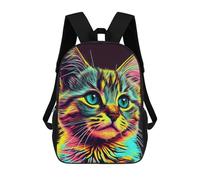 sinyumoney 3D Printed Vibrant Cat Portrait School Backpack With Big Pockets for Kids, Children's Backpacks Book Bags Kids School Bag 17inch