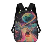 sinyumoney 3D Printed Vibrant Cosmic Road Adventure School Backpack With Big Pockets for Kids, Children's Backpacks Book Bags Kids School Bag 17inch