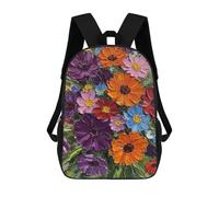 sinyumoney 3D Printed Vibrant Floral Bouquet Children Backpacks Kids Cute School Backpack Outdoor Casual Daypack for Boys Middle School Students 17inch