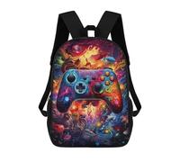 sinyumoney 3D Printed Vibrant Gaming Controller Artwork -116 School Backpack With Big Pockets for Kids Children's Backpacks Boy Girl Book Bags Kids School Bag 17inch