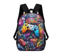 sinyumoney 3D Printed Vibrant Gaming Controllers -9 Children's School Backpack for Kids High Capacity Travel Rucksacks Fashion Book Bags Kids School Bag Back Pack 17inch