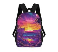 sinyumoney 3D Printed Vibrant Neon Las Vegas Night Scene School Backpack for Kids Children's 17inch Backpacks Boy Girl Book Bags Kids School Bag