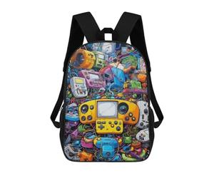 sinyumoney 3D Printed Vibrant Retro Gaming Collage -8 School Backpack With Big Pockets for Kids, Children's Backpacks Book Bags Kids School Bag 17inch