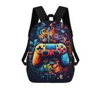 sinyumoney 3D Printed Video Game Controller Artwork -1 Children's School Backpack for Kids High Capacity Travel Rucksacks Fashion Book Bags Kids School Bag Back Pack 17inch