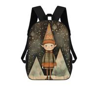 sinyumoney 3D Printed Vintage Cute Elf Children Backpacks Kids Cute School Backpack Outdoor Casual Daypack for Boys Middle School Students 17inch