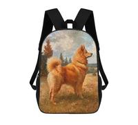sinyumoney 3D Printed Vintage Finnish Spitz Children's 17inch School Backpack for Kids High Capacity Travel Rucksacks Fashion Book Bags Kids School Bag