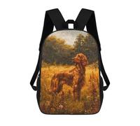sinyumoney 3D Printed Vintage Irish Setter Dog Children School Bookbags Fashion Rucksack Casual Travel Children's Backpacks Large Capacity Daypack for Boys Girls 17inch