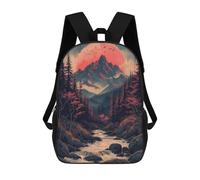 sinyumoney 3D Printed Vintage Landscape Asian School Backpack for Kids Children's 17inch Backpacks Boy Girl Book Bags Kids School Bag