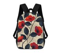 sinyumoney 3D Printed Vintage Red Poppies Children Backpacks Kids Cute School Backpack Outdoor Casual Daypack for Boys Middle School Students 17inch