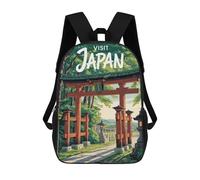 sinyumoney 3D Printed Visit Japan Torii Gate Illustration School Bag Boys Girls Children's School Backpack Casual Fashion Backpack for in School Or Travel 17inch