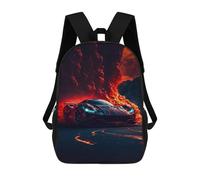 sinyumoney 3D Printed Volcanic Racing Car Adventure Children School Backpack Fashion Rucksack Casual Travel 17inch Backpacks Large Capacity Daypack for Boys Girls