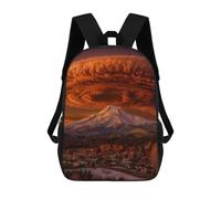 sinyumoney 3D Printed Volcano Clouds Over Mountain Town School Backpack With Big Pockets for Kids, Children's Backpacks Book Bags Kids School Bag 17inch
