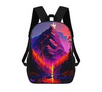 sinyumoney 3D Printed Volcano Reflection Landscape Children's School Backpack for Kids High Capacity Travel Rucksacks Fashion Book Bags Kids School Bag Back Pack 17inch