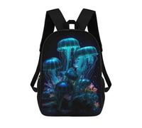 sinyumoney 3D Printed Water Jellyfish Neon School Bag Boys Girls Children's School Backpack Casual Fashion Backpack for in School Or Travel 17inch