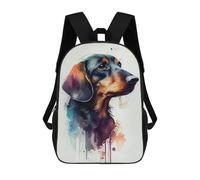 sinyumoney 3D Printed Watercolor Dachshund Portrait Children's School Backpack for Kids High Capacity Travel Rucksacks Fashion Book Bags Kids School Bag Back Pack 17inch
