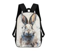 sinyumoney 3D Printed Watercolor Rabbit Bunny School Backpack for Kids Children's 17inch Backpacks Boy Girl Book Bags Kids School Bag