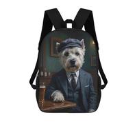 sinyumoney 3D Printed West Highland Terrier Dog in Suit at The Pub Children Backpacks Kids Cute School Backpack Outdoor Casual Daypack for Boys Middle School Students 17inch
