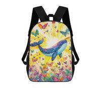 sinyumoney 3D Printed Whale And Butterfly Fantasy School Backpack for Kids Children's 17inch Backpacks Boy Girl Book Bags Kids School Bag