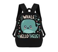 sinyumoney 3D Printed Whale Hello There School Bag Boys Girls Children's School Backpack Casual Fashion Backpack for in School Or Travel 17inch