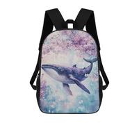 sinyumoney 3D Printed Whale in Cherry Blossom Sky-5 School Backpack Book 17inch Bags Fashion Backpacks Large Capacity Backpack Children Travel Rucksacks