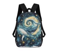 sinyumoney 3D Printed Whale in Cosmic Spiral School Backpack With Big Pockets for Kids Children's Backpacks Boy Girl Book Bags Kids School Bag 17inch