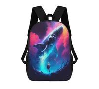 sinyumoney 3D Printed Whale in Space Children Backpacks Kids Cute School Backpack Outdoor Casual Daypack for Boys Middle School Students 17inch