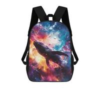 sinyumoney 3D Printed Whale in Space Neon School Bag Boys Girls Children's School Backpack Casual Fashion Backpack for in School Or Travel 17inch