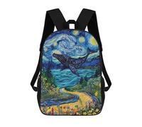 sinyumoney 3D Printed Whale in Starry Night Landscape Children's 17inch School Backpack for Kids High Capacity Travel Rucksacks Fashion Book Bags Kids School Bag
